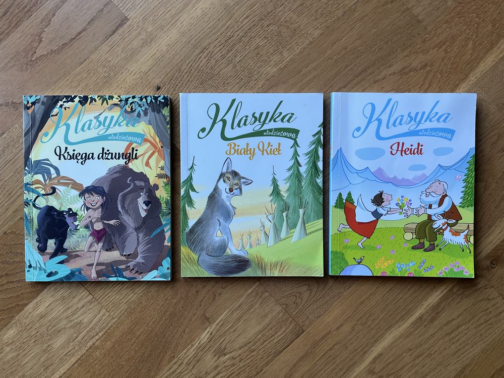Klasyka młodzieżowa Biały Kieł, Księga Dżungli, Heidi