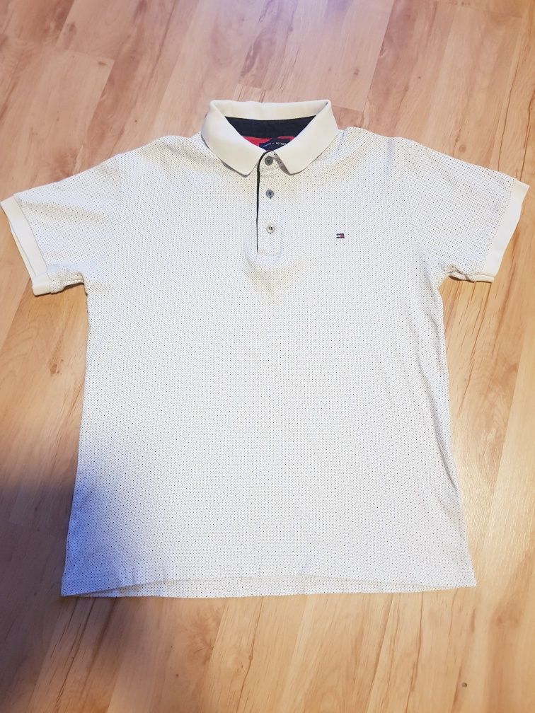 Koszulka Polo męska Tommy Hilfiger Biała w kropki rozmiar S