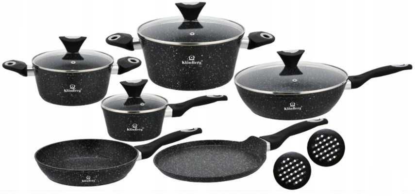 Zestaw garnków marmurkowych 12 el. Klonberg - gaz/indukcja - 2 kolory