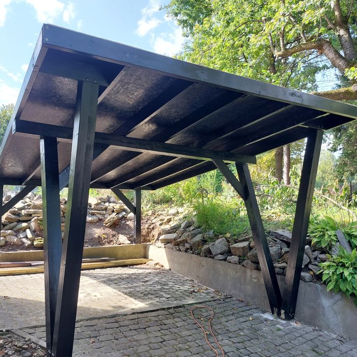 Drewniane wiaty samochodowe, zadaszenia, tarasy, altany z drewna KVH