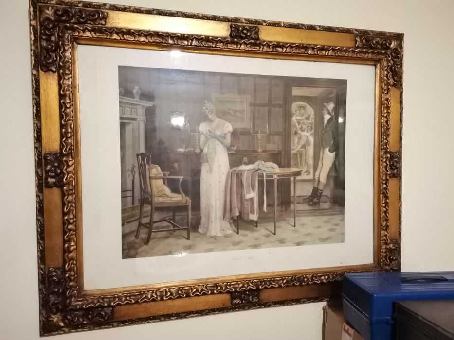 Quadro antigo com gravura rara