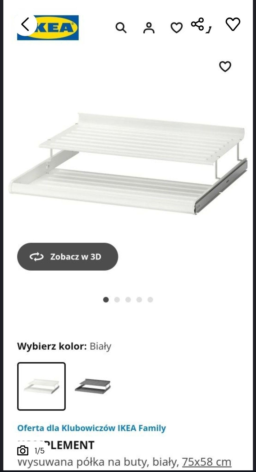 KOMPLEMENT
Wysuwana półka na buty, biały, 75x58 cm
