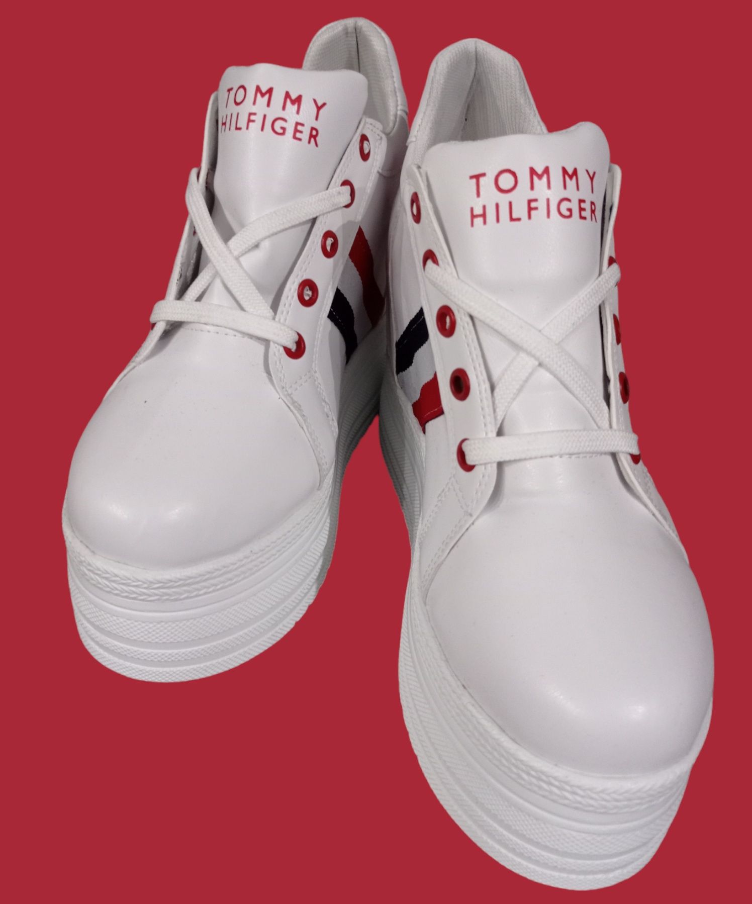 Wyprzedaż Sneakersy na koturnie Tommy Hilfiger 38,40 białe