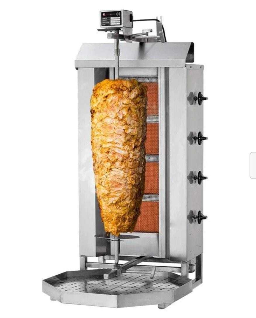 Kebab grill potis - 4 burners - maximum 60 kg - incl. protection sheet