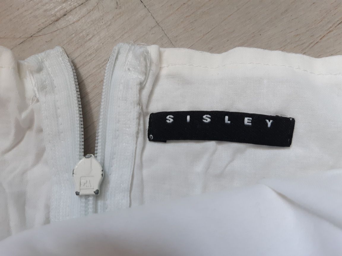 Sisley Benetton sukienka tunika S / M biała bawełna