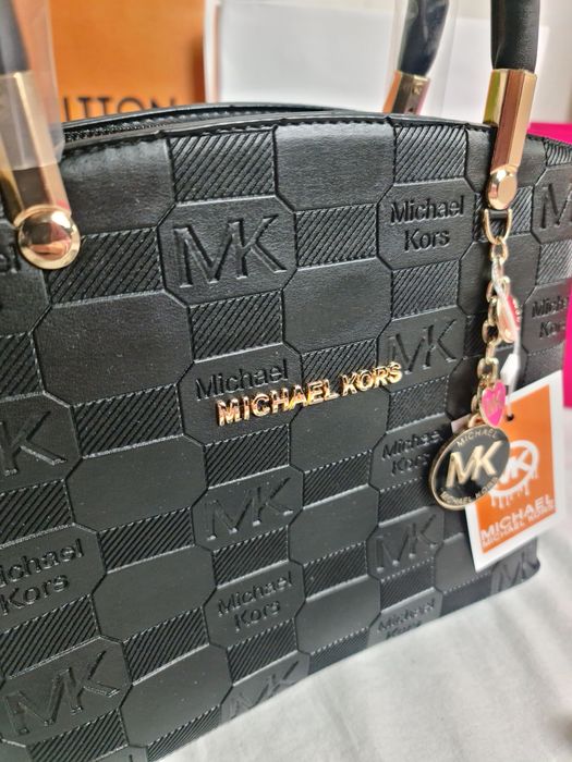 Torba dlugie raczki damska Michael Kors monogram MK czarna serduszko