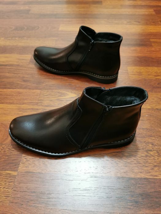 Eleganckie Skórzane Buty Męskie Lekkie Wygodne Ciepłe Rozmiar 40