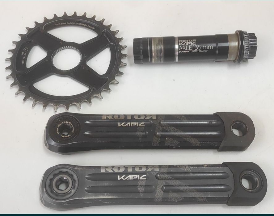 Pedaleira Rotor Kapic alumínio preto+ proteção + eixo + prato 34t