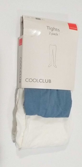 Rajstopy rajstopki 116-122 Cool Club Smyk białe serca ciemny niebieski