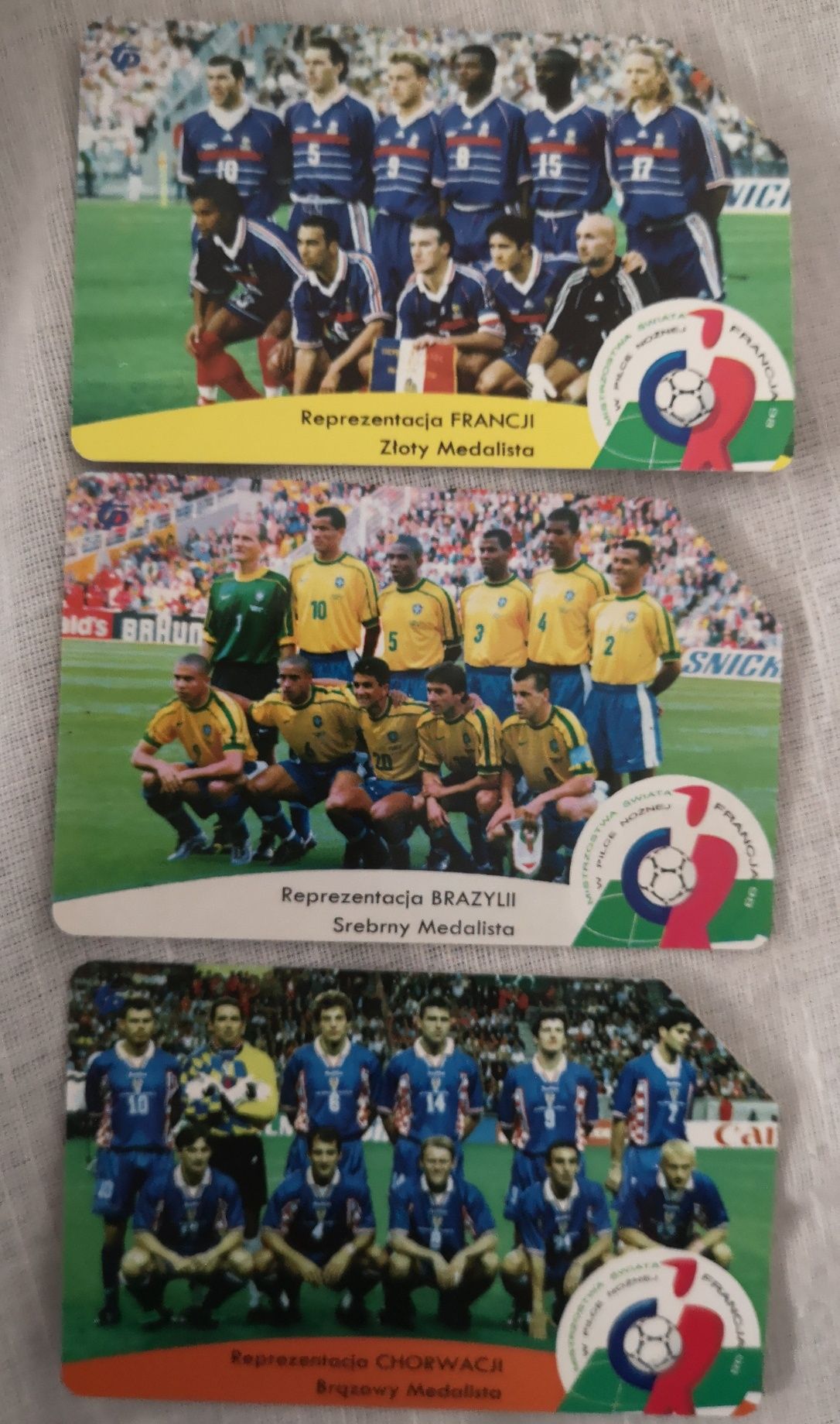Karty telefoniczne Mistrzostwa Świata w Piłce Nożnej Francja 98-3 szt.