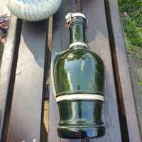 Alte Green Flasche mit Keramik, Germany Bottle 2 liter 19th