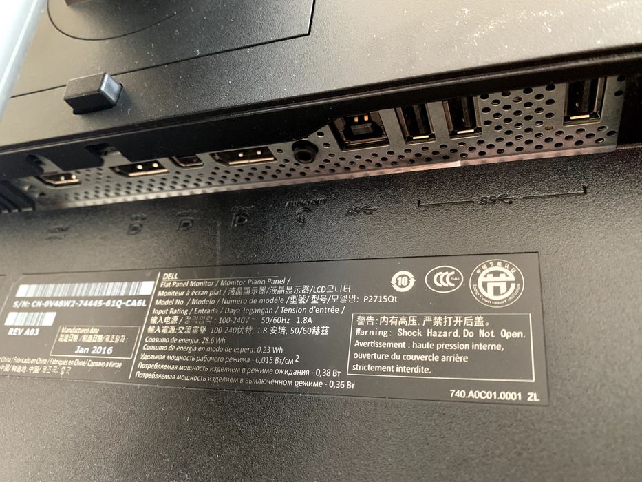 Monitor Dell P2715Qt 27”, 4K UHD (3840x2160), HDMI, DualPort