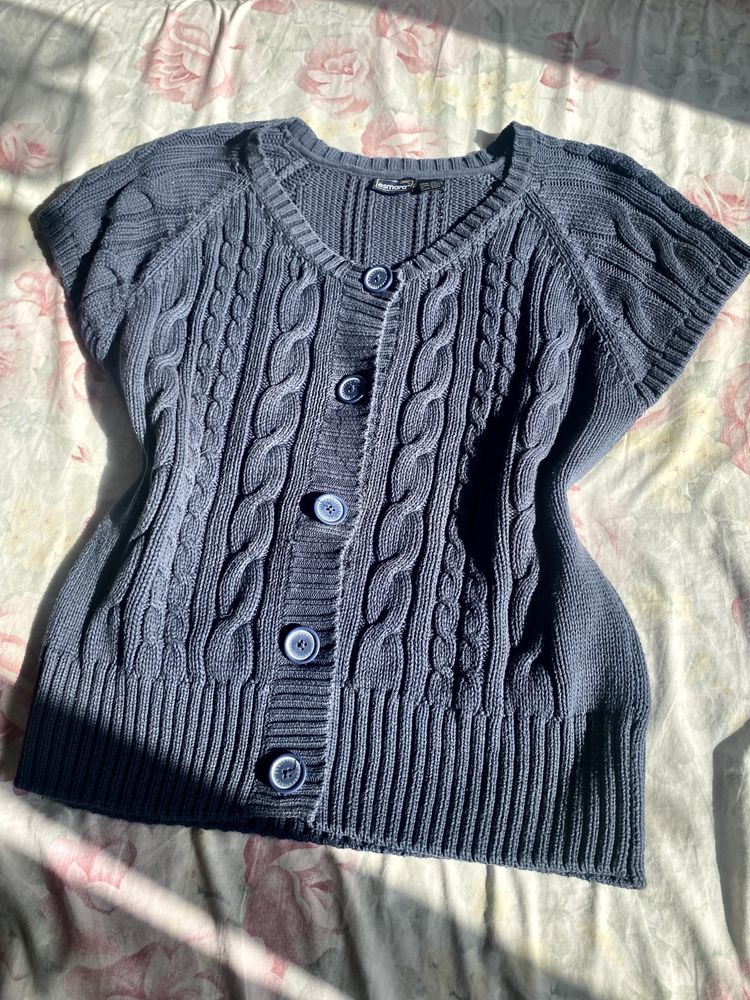 Granatowy sweterek bez rękawów L 40 esmara Oversize vintage
