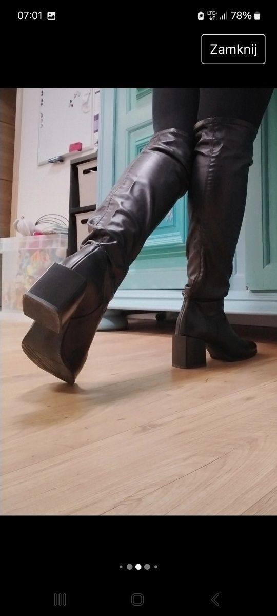 Długie buty ze skóry