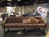 !! Banco Sofá em Pele Taupe - 220x80x69cm - NOVO !!