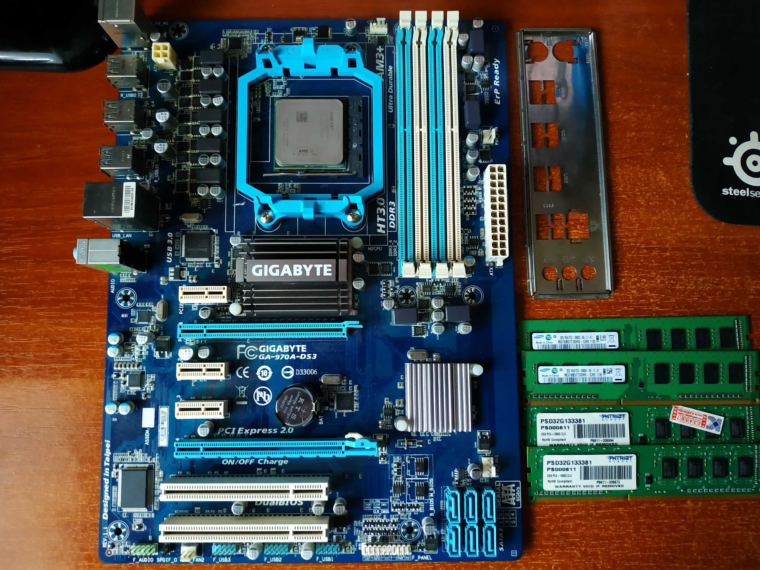 комплект АМ3+ материнка GIGABYTE 970A-DS3 проц FX6350, 8Gb DDR3