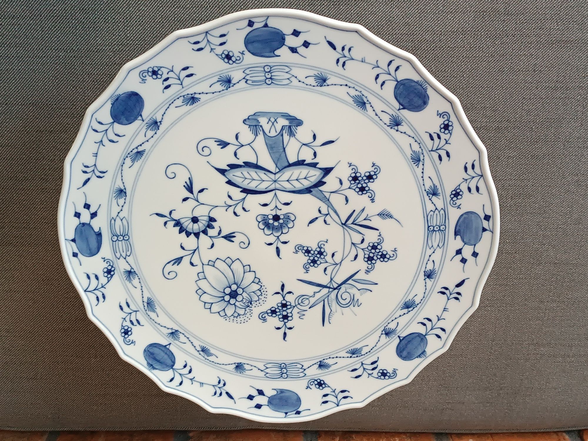 Patera na ciasto wzór cebulowy - porcelana miśnieńska