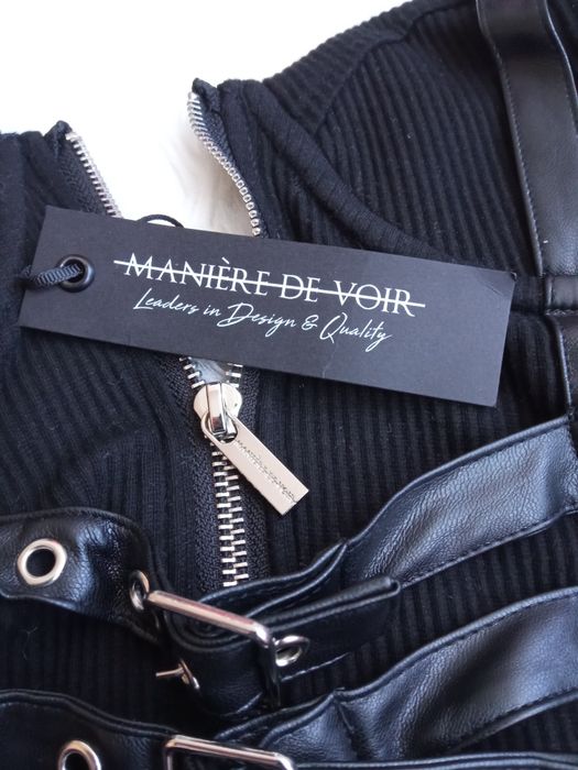 Боді рубчик Maniere de Noir,боді чорне,боді еротичне з ременями