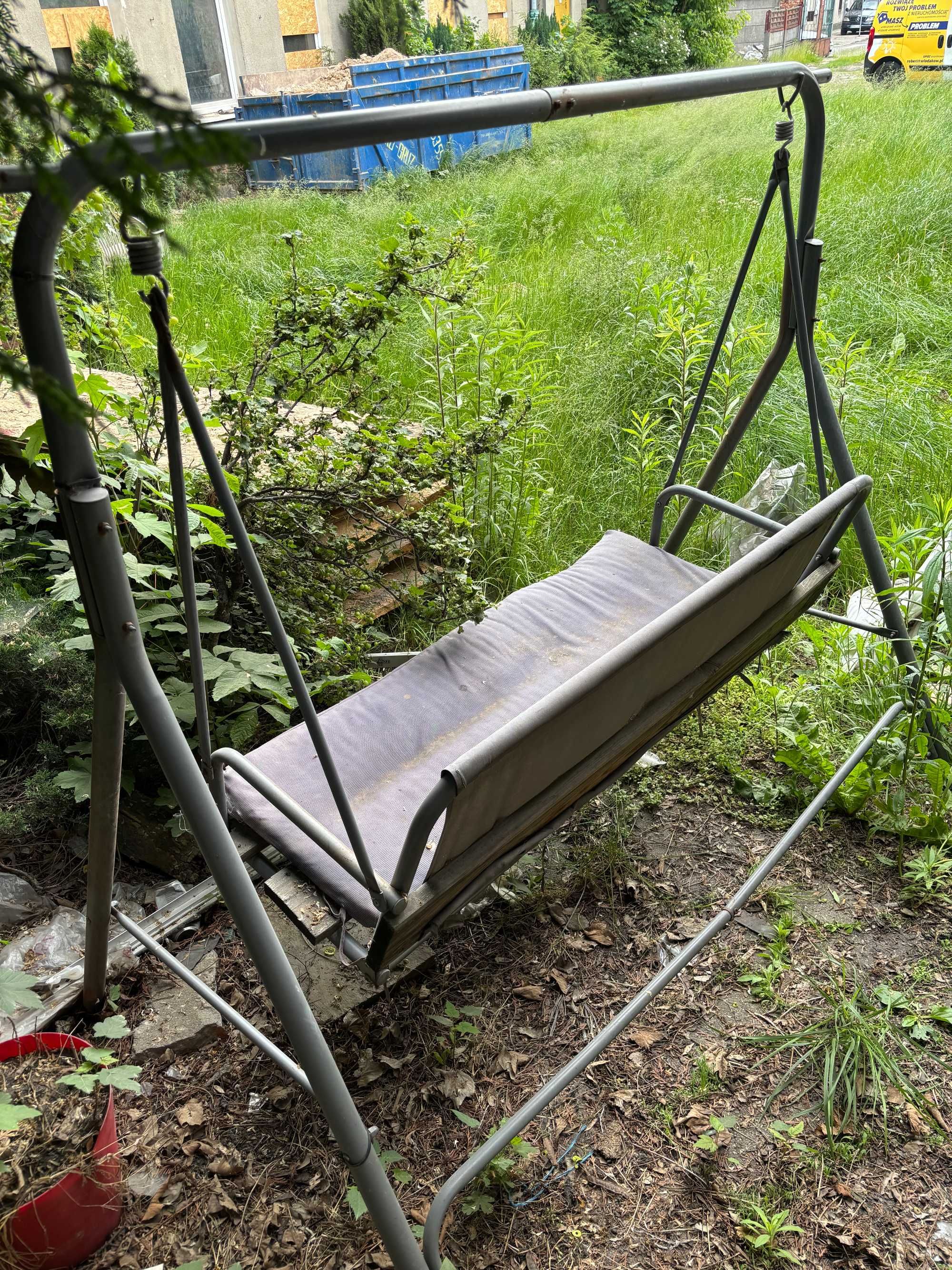 > huśtawka ogrodowa 3-osobowa antracyt szara metalowa