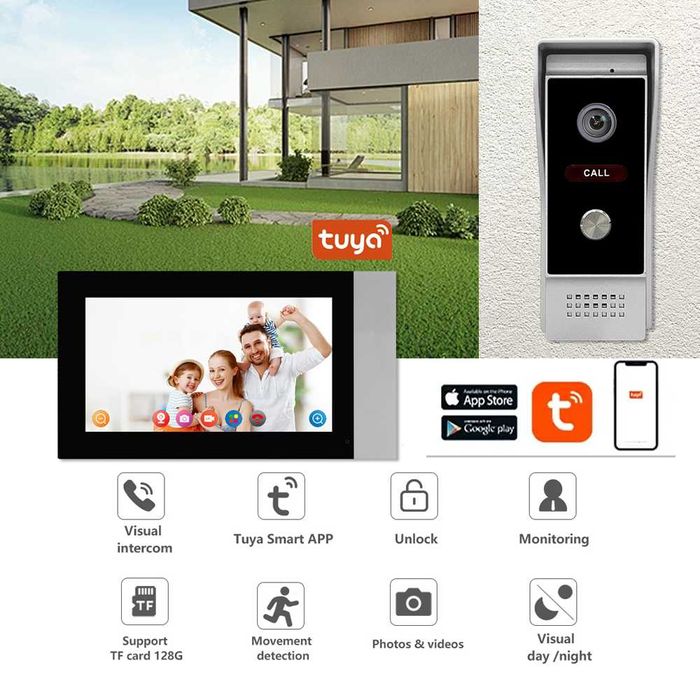 Campainha Vídeo Porteiro Inteligente  WiFi Tuya 1080P - NOVO