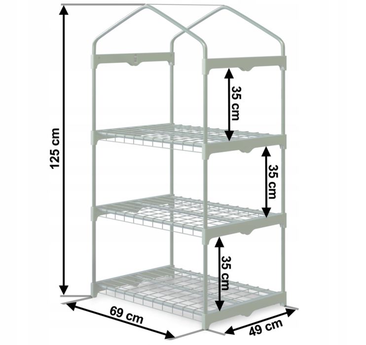 Mini Szklarnia Ogrodowa Balkonowa Regał Kwietnik na Kwiaty 125x69x49cm