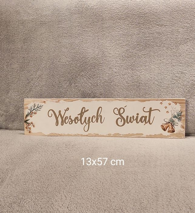 ,,Wesołych Świąt,, drewniana świąteczna tabliczka rekwizyt foto