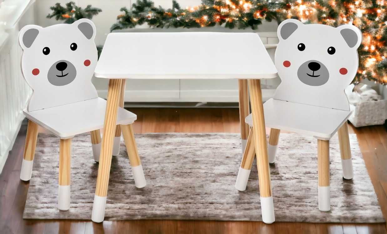 STOLIK DLA DZIECI x2 Krzesła Stół Dziecięcy Miś Misie Zestaw (GRATIS)