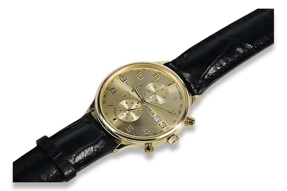 Złoty zegarek z bransoletą męski 14k 585 Geneve mw005y&mbw008y Gd