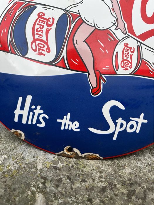 Vintage szyld emaliowany Pepsi Cola emalia tablica reklama USA