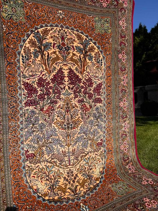 Nowy dywan perski r.tkany kaszmirowy Ghoum Figural 220x140 gal 38tyś