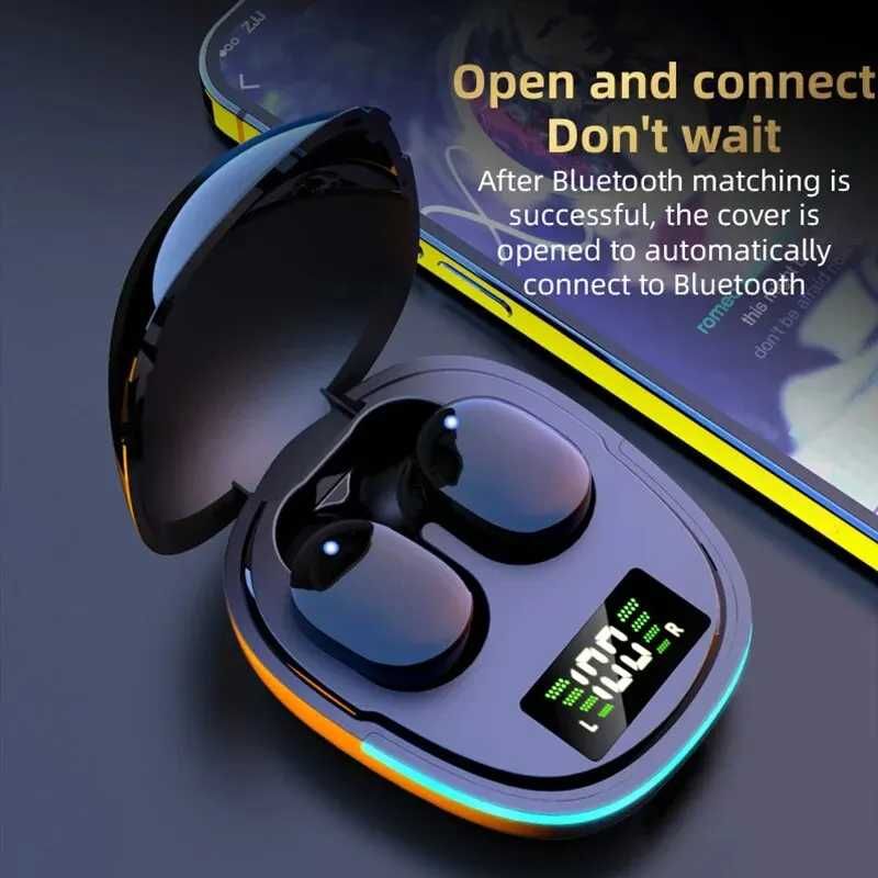 Auriculares Bluetooth sem fios com microfone, ecrã LED