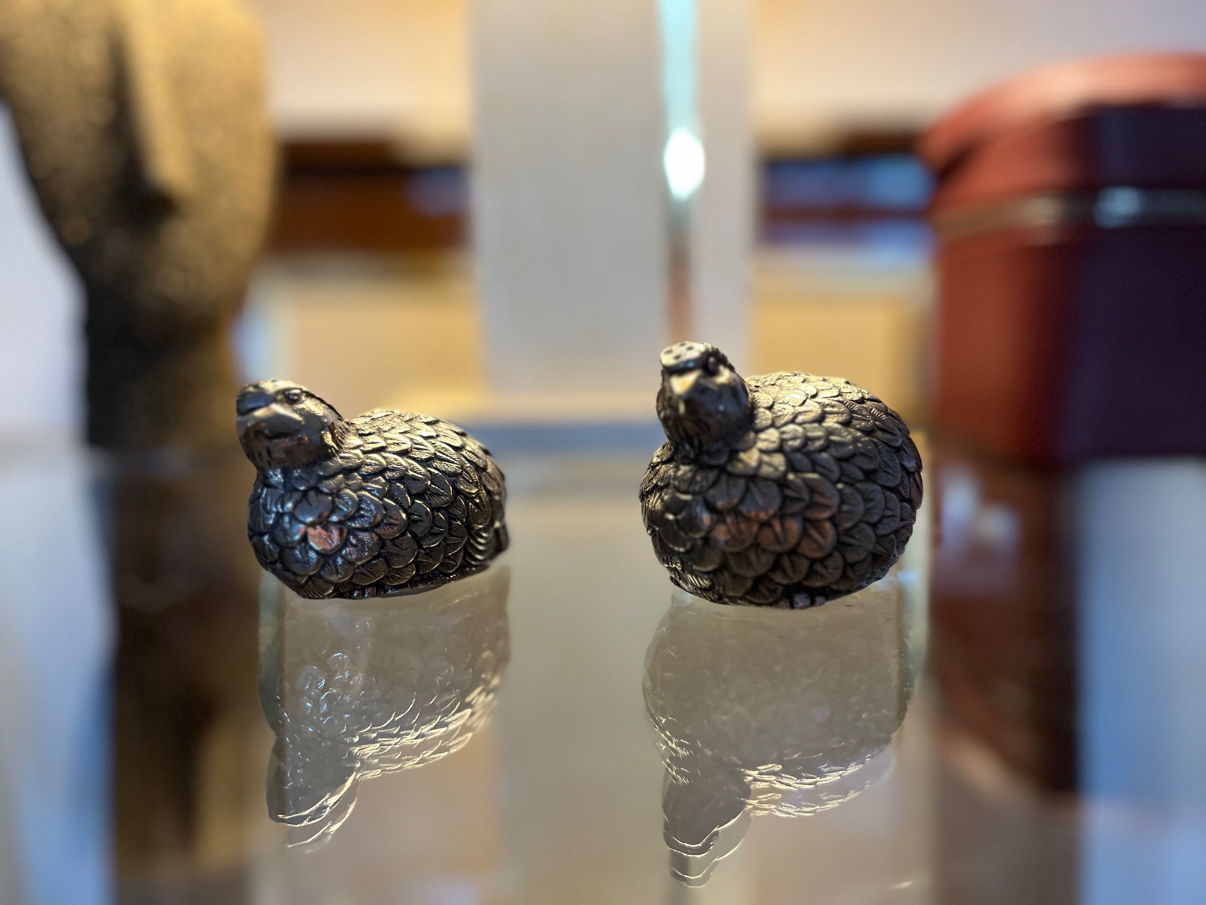 Gucci Vintage Solniczka i pieprzniczka - Przepiórki - Metal - Rzadkość