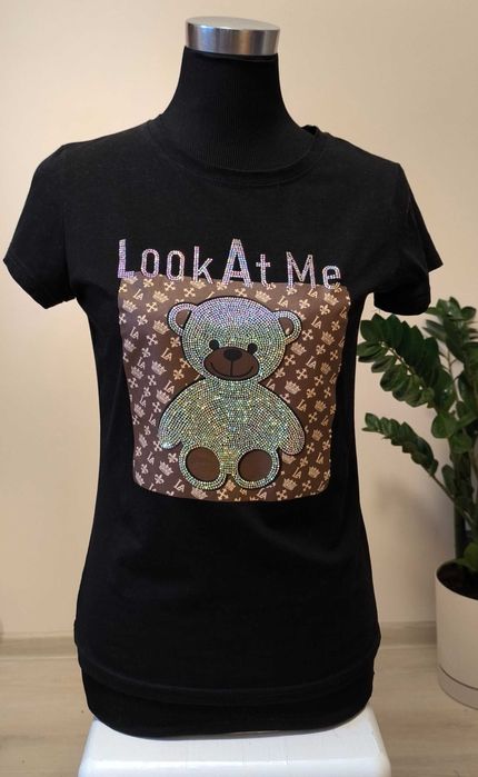 Czarna koszulka damska z krótkim rękawem M/L