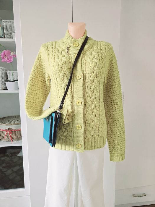 Sweter cytrynowy zapinany półgolf 40/42