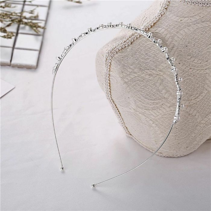 Conjunto de 2 Tiaras Ocasiões Especiais Pérolas Cristais ouro, prata