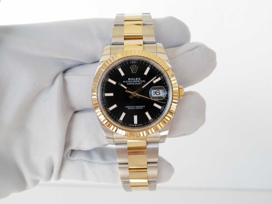 Rolex Datejust 41mm Oyster Steel 18K Yellow Gold Black Dial