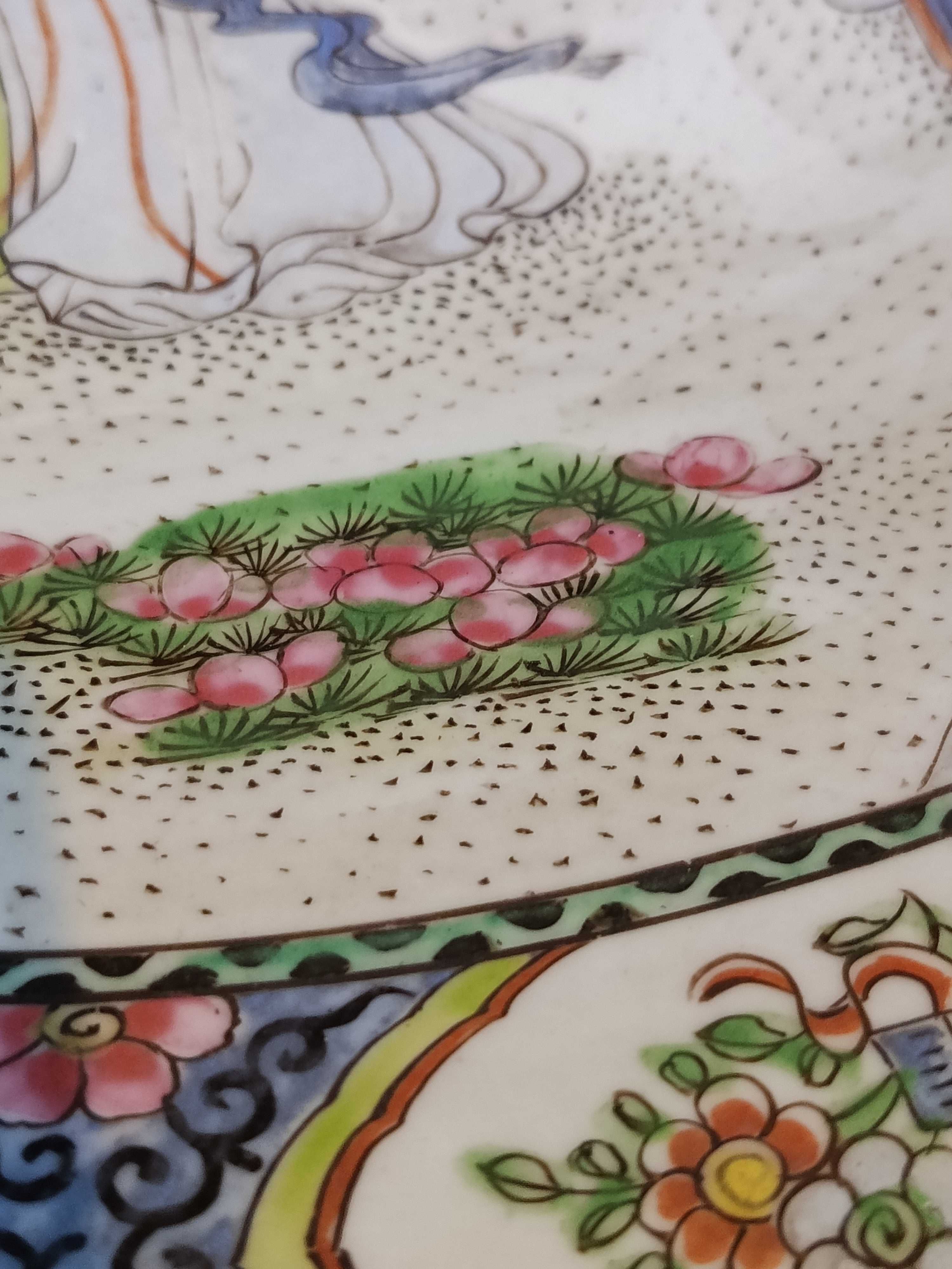 Grande Prato Porcelana Chinesa Séc XIX 48 cm