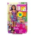 Barbie Adopcja piesków Lalka + akcesoria HKD86 pudełko,326x214 mm