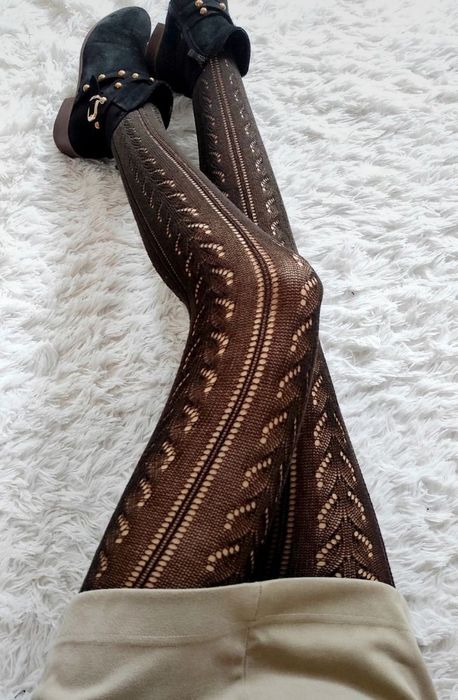 Rajstopy swetrowe ażurowe