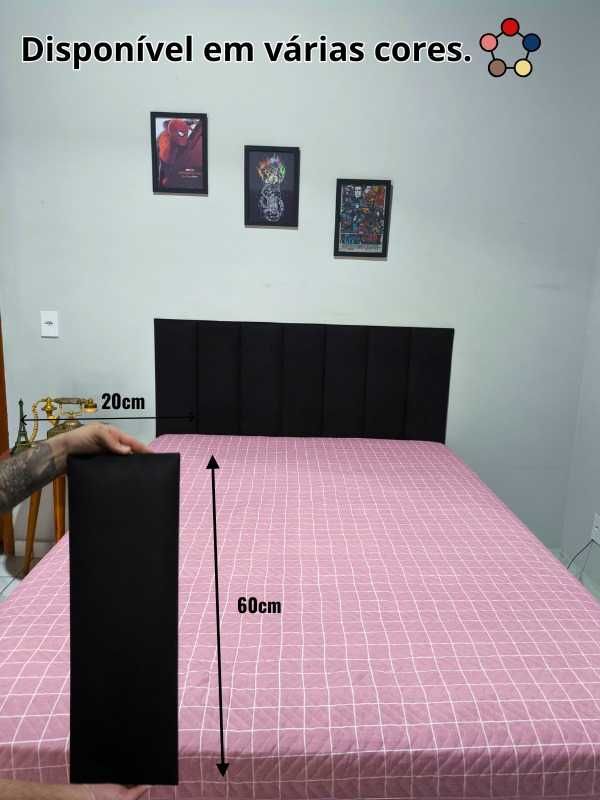Kit de Cabeceira de Cama com Placas Estofadas 60x20cm - Envio Imediato