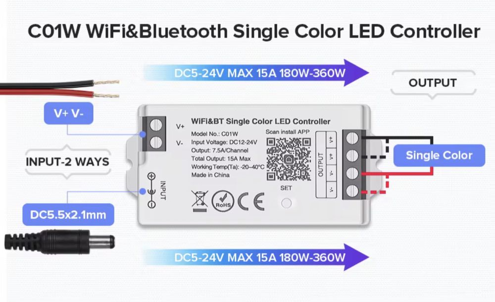 Wifi Led Контролер Tuya, універсальний світлодіодний Димер, регулятор