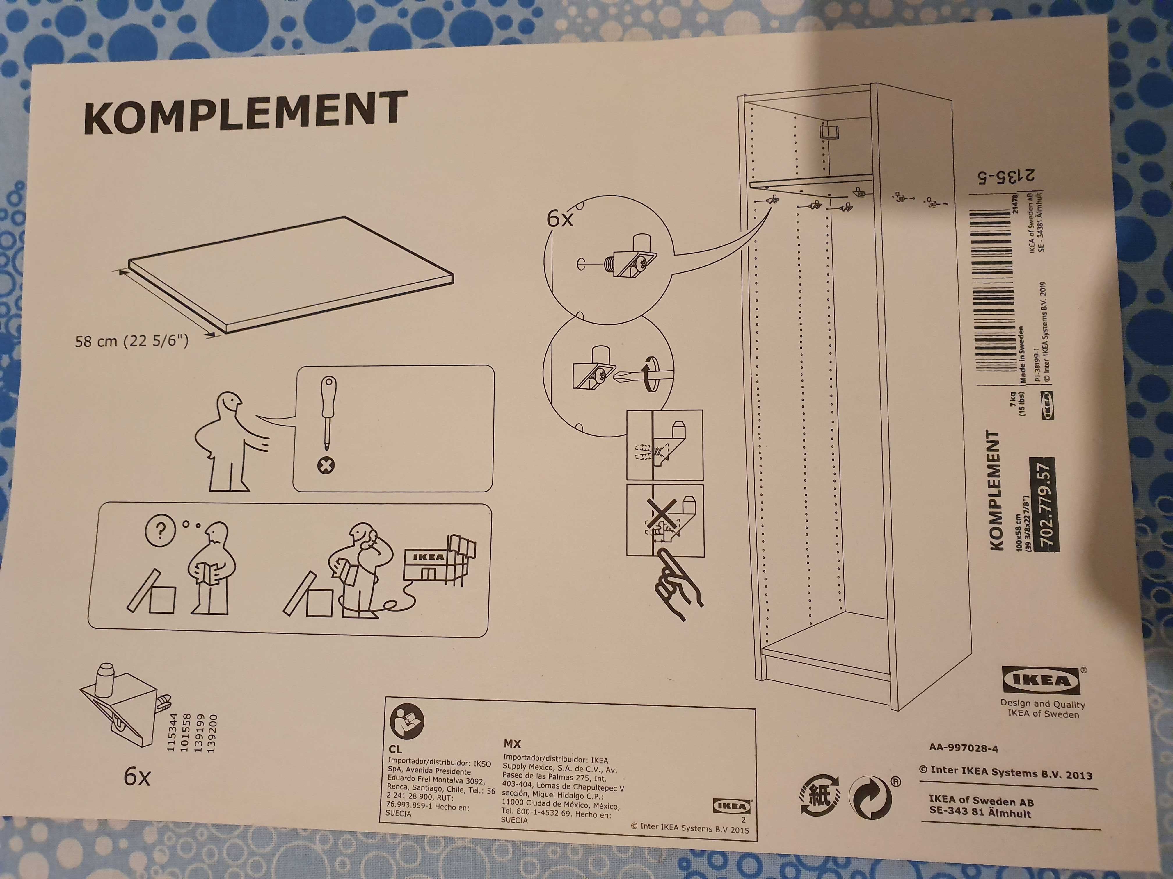 Pólka do szaf IKEA 100x58 cm