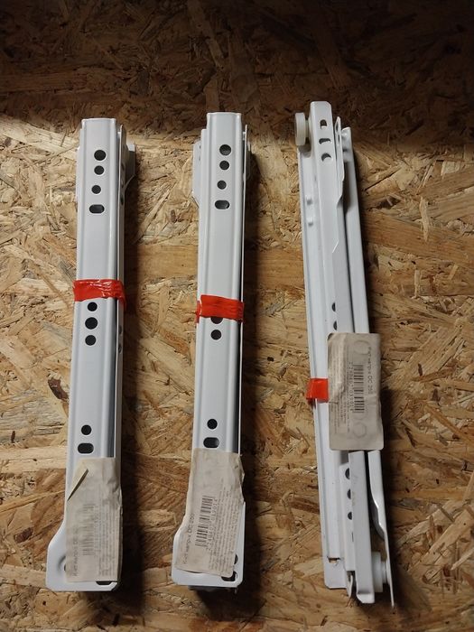 Направляючі для шухляд, роликові білі 3 комплекти