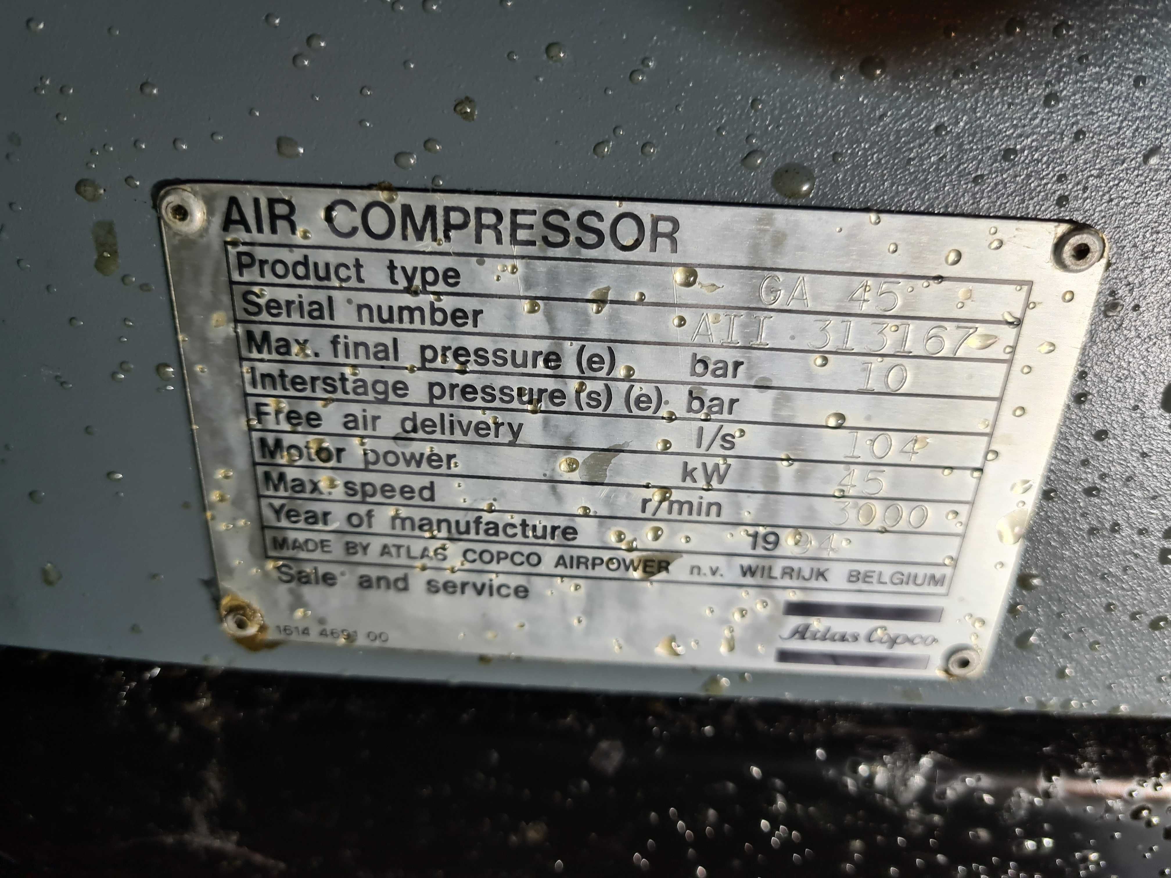 Kompresor śrubowy ATLAS COPCO GA 45 ff (1)