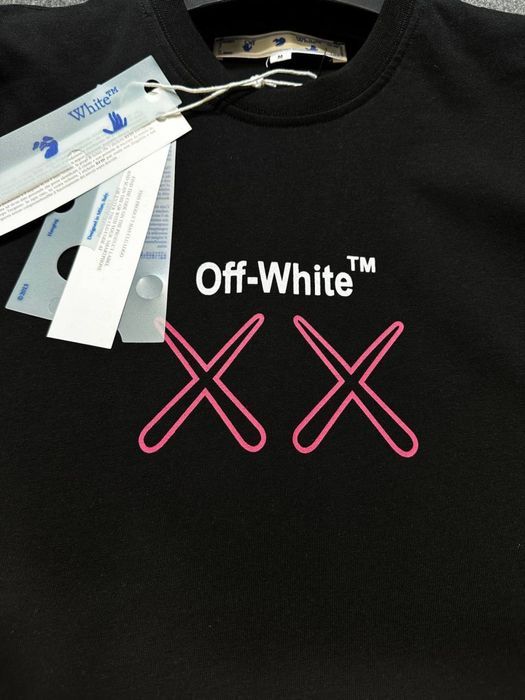 Мужская футболка OFF-WHITE X KAWS брендовая унисекс оверсайз