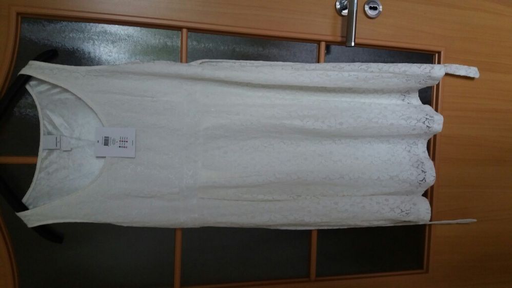 sukienka ciążowa suknia śliczna biała z koronki koronka 40 42 L