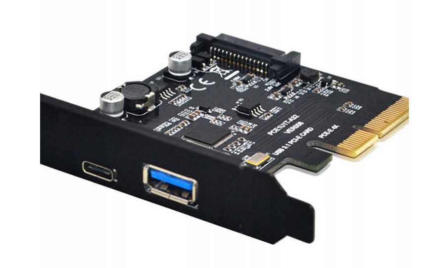 Karta rozszerzeń PCI E na USB 3.1 Gen2 10 Gb/s, typ A+typ C