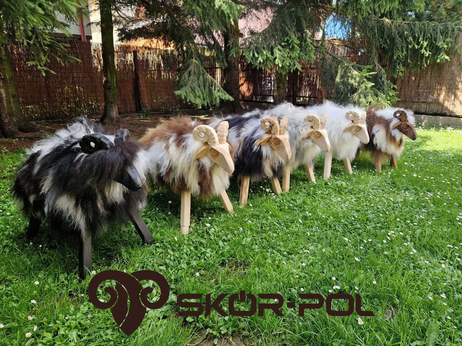 Baran Dekoracyjny Obity Skórą Owczą Stołek Krzesło Skór-Pol