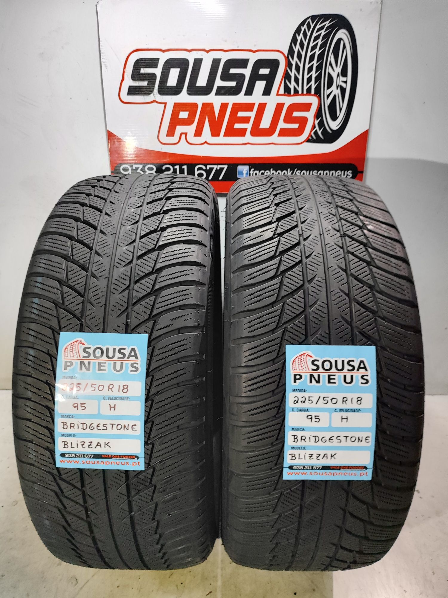 2 pneus semi novos Bridgestone 225/50R18 98H RFT Oferta dos Portes