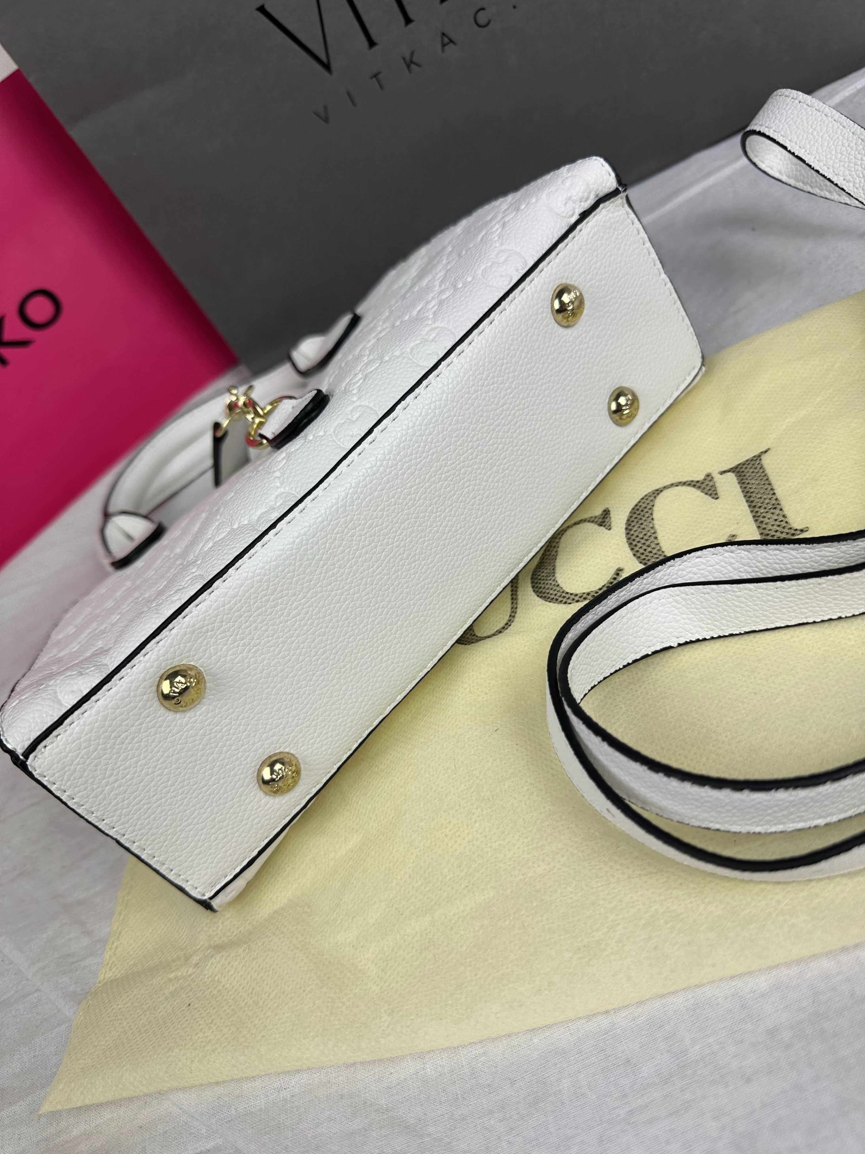 Torebka damska Gucci kuferek nowa logowana HIT jasna biala monogram